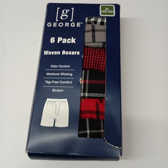 George Mens Woven Moisture Wicking Boxers 6 pack Tag Free Comfort Size XL 40-42 - Picture 1 of 5